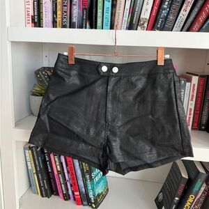 Superdown black faux leather shorty shorts hot pants mini vintage retro …
